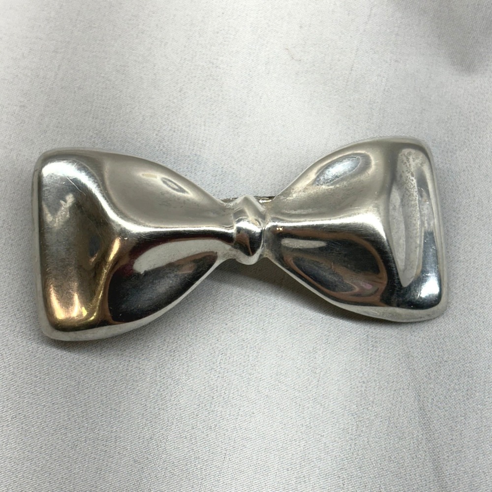 Taxco Mexico Sterling Silver Bow Hair Barrette Women OS Silver Good Vintage 925
